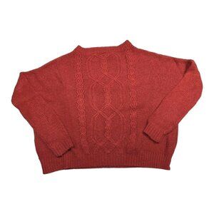 Wooden Ships Mohair Wool Cable Knit Sweater Pullover Cozy Fit Red Womens S/M
